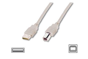 Digitus USB kabel A/samec na B-samec, 2x stíněný, béžový, 1,8m (AK-300102-018-E)