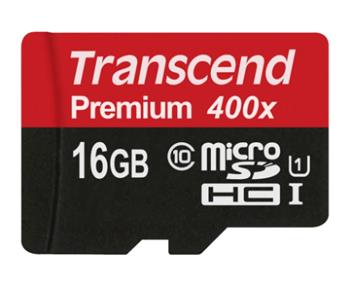 Transcend 16GB microSDHC UHS-I 400x Premium (Class 10) paměťová karta (bez adaptéru) (TS16GUSDCU1)