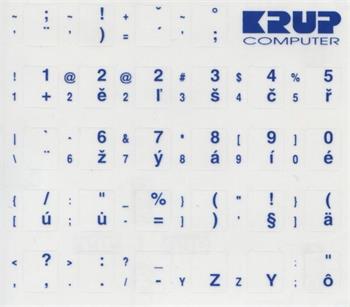Premium CZ přelepky pro klávesnice s cizím layoutem - modré písmo, průhledné pozadí (pkczm)