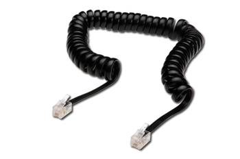 Digitus kabel RJ10 pro telefonní sluchátko, kroucený, černý, délka 2 metry (AK-460101-020-S)