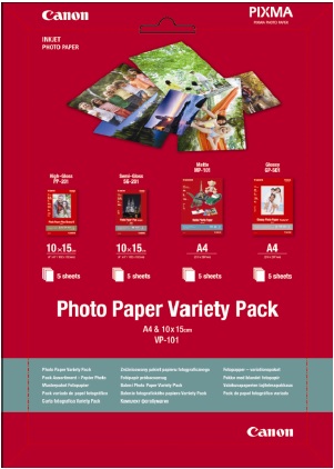 Canon fotopapír Photo Paper Variety Pack A4 & 10x15 (PP SG MP GP) po 5 (0775B079)