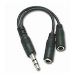 kabelová audio rozdvojka jack 3,5mm(M) - 2x 3,5mm(F) ,stereo, černá