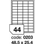 lesklé průhledné polyesterové laser etikety, 48,5 x 25,4 mm , 1 list A4 ( 44 etiket )