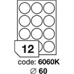 lesklé průhledné polyesterové laser etikety, kulaté, průměr 60 mm , 1 list A4 ( 12 etiket )