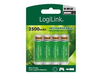 LOGILINK LR6RB4 - 2500mAh, Nabíjecí Baterie AA Ni-MH, Mignon, 1.2V, 4ks
