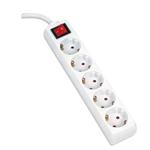 OMEGA Prodlužovací zásuvková lišta s 5 zásuvkami WITH BASIC SURGE PROTECTION 5,0M 16A 5 SOCKET TYPE F SCHUKO GERMAN WHI