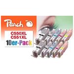 PEACH kompatibilní cartridge CanonPGI-550XL/CLI-551XL Com pack(10) 8x13ml,2xBlack,2xCyan,2xMagenta,2xYellow,2xBlack 2x23