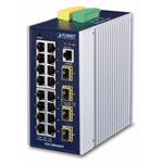 PLANET IGS-20040MT Switch, průmyslový, 16x RJ-45, 4x SFP, Web/SNMPv3, VLAN, IGMPv3, ESD, IPv4/IPv6, -40 až +75°C