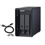 QNAP 2-bay 3.5" SATA HDD USB 3.1 Gen2 10Gbps type-C hardware RAID external enclosure. USB-C to USB-A cable included. Expansion un