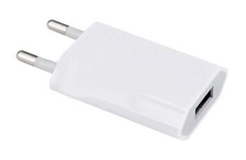 Síťový AC adaptér 230V, Bílý, Flat (tenký) - USB výstup 500mAh