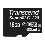 Transcend 16GB microSDHC220I UHS-I U1 (Class 10) SuperMLC průmyslová paměťová karta, 81MB/s R, 46MB/s W, černá