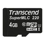 Transcend 4GB microSDHC220I UHS-I U1 (Class 10) SuperMLC průmyslová paměťová karta, 81MB/s R, 46MB/s W, černá