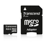 Transcend Micro SDHC karta 4GB Class 10 + Adaptér