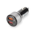 USB Car Charger, Quick Charge 3.0, 2 Ports  Input 12-24V, Outputs: 3-6.5V/3A, 5V/2.4A Qualcomm Quick Charge 3.0