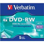VERBATIM DVD-RW(5-pack)Jewel/4x//DLP/4.7GB