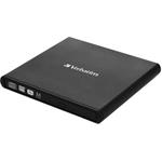VERBATIM External Slimline CD/DVD Writer, 8× DVD, 24× CD, M-Disc, USB 2.0, SW Nero Burning Essentials, Mac/Win kompat.
