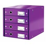 Zásuvkový box Leitz Click&Store, 4 zásuvky, purpurová