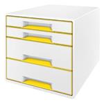 Zásuvkový box Leitz WOW CUBE, 4 zásuvky, bílá/žlutá